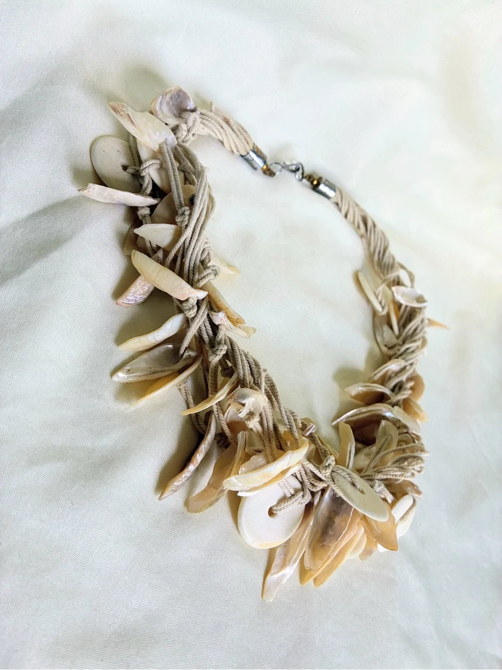 Boho Multi layered beaded necklace with beige beads